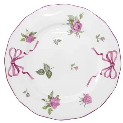 Dinner Plates Pastoral Style Flower Pattern Glazed Colorful Bone China Dinner Plate Decoration Plate-silver_8 inches