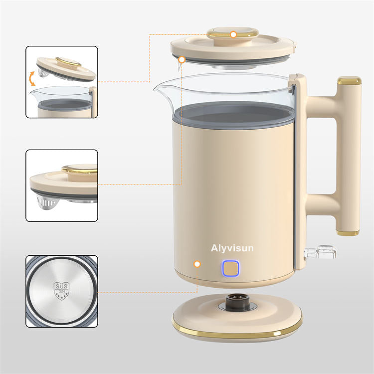 Modern High Quality Grey Stainless Steel Electric Kettle for Boiling Water Temperature Control Warm Keeping Household Outdoor