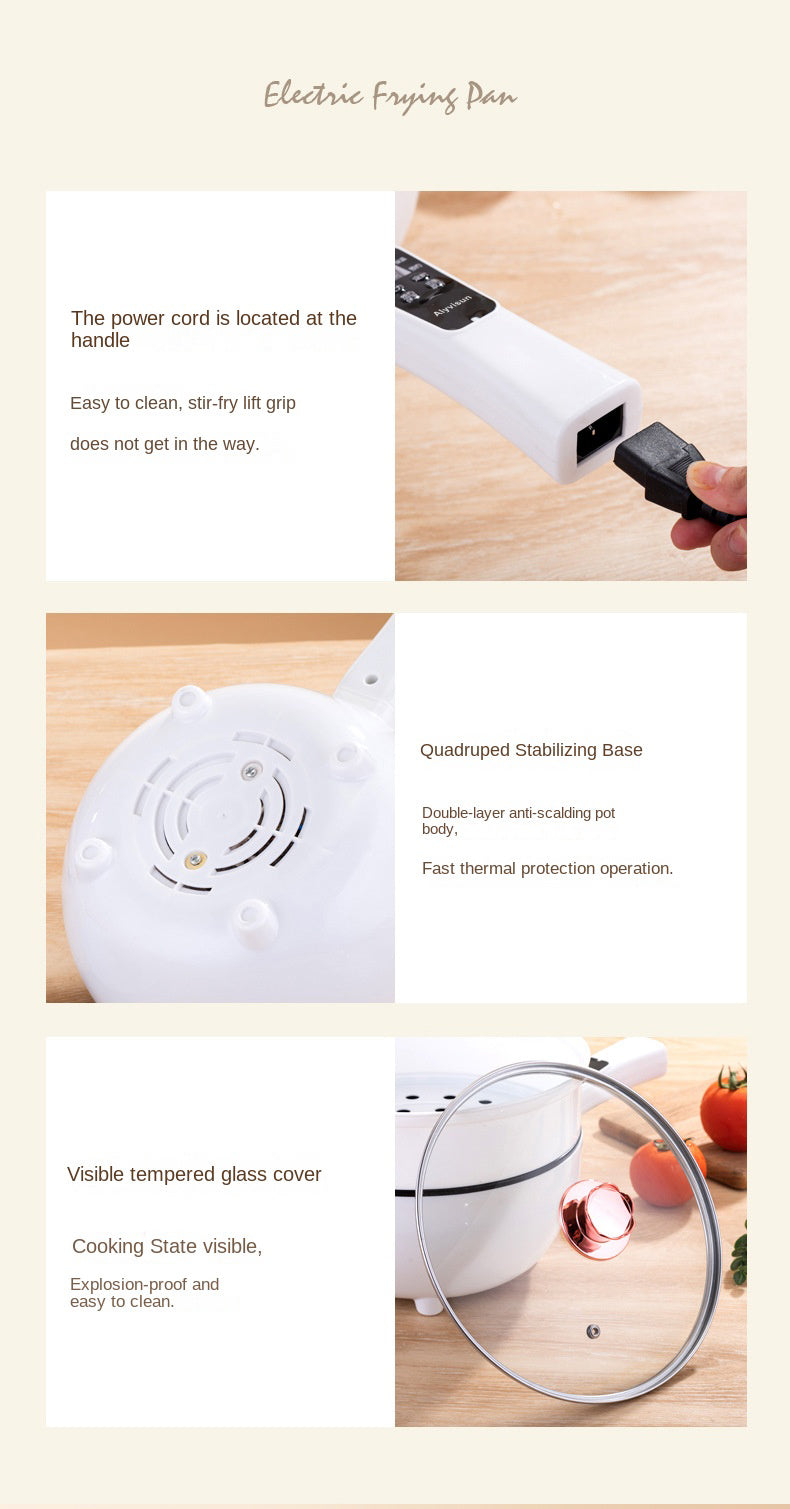 1.6L Multi-Function Computer Board Electric Hot Pot/Wok/Noodles Cooker/Steak Pot/Soup Pot/Cook Rice/Travel Cooker (With steamer)