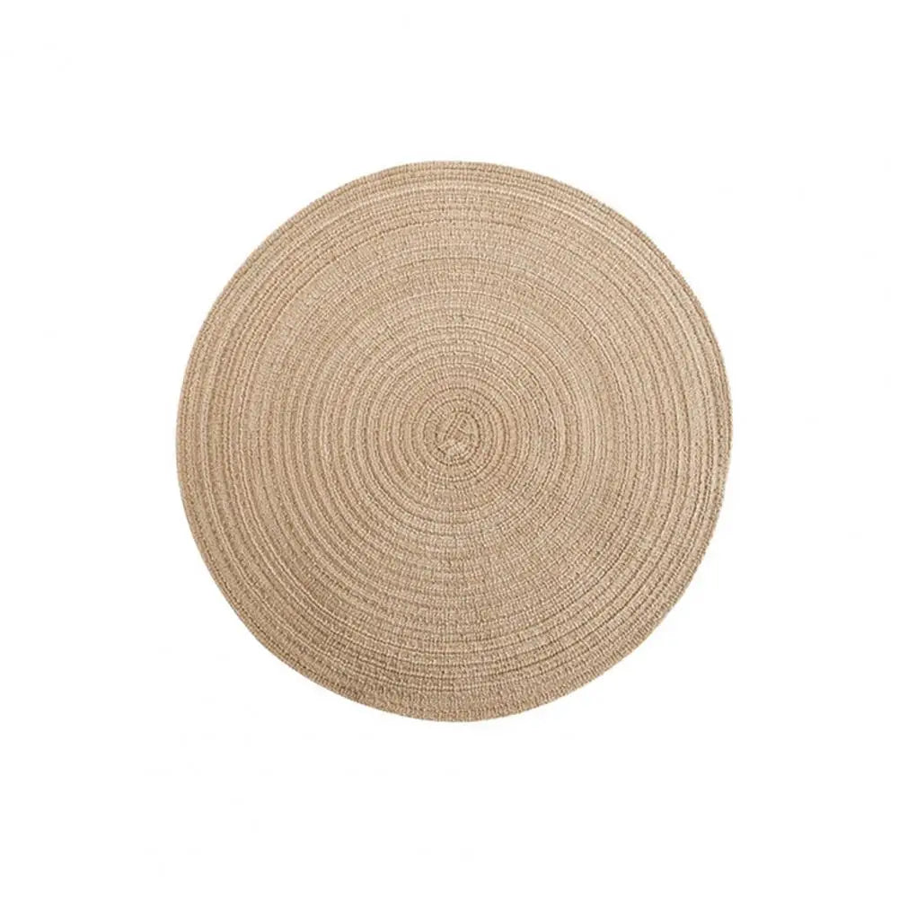 Braided Round Placemats Set of 6, Woven Washable Non-Slip Table Mats for Kitchen Dining, 15 Inch, Heat Resistant - Natural Fabric Indoor Outdoor Place Mats