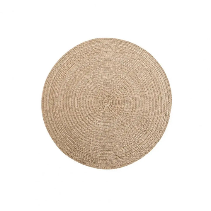 Braided Round Placemats Set of 6, Woven Washable Non-Slip Table Mats for Kitchen Dining, 15 Inch, Heat Resistant - Natural Fabric Indoor Outdoor Place Mats