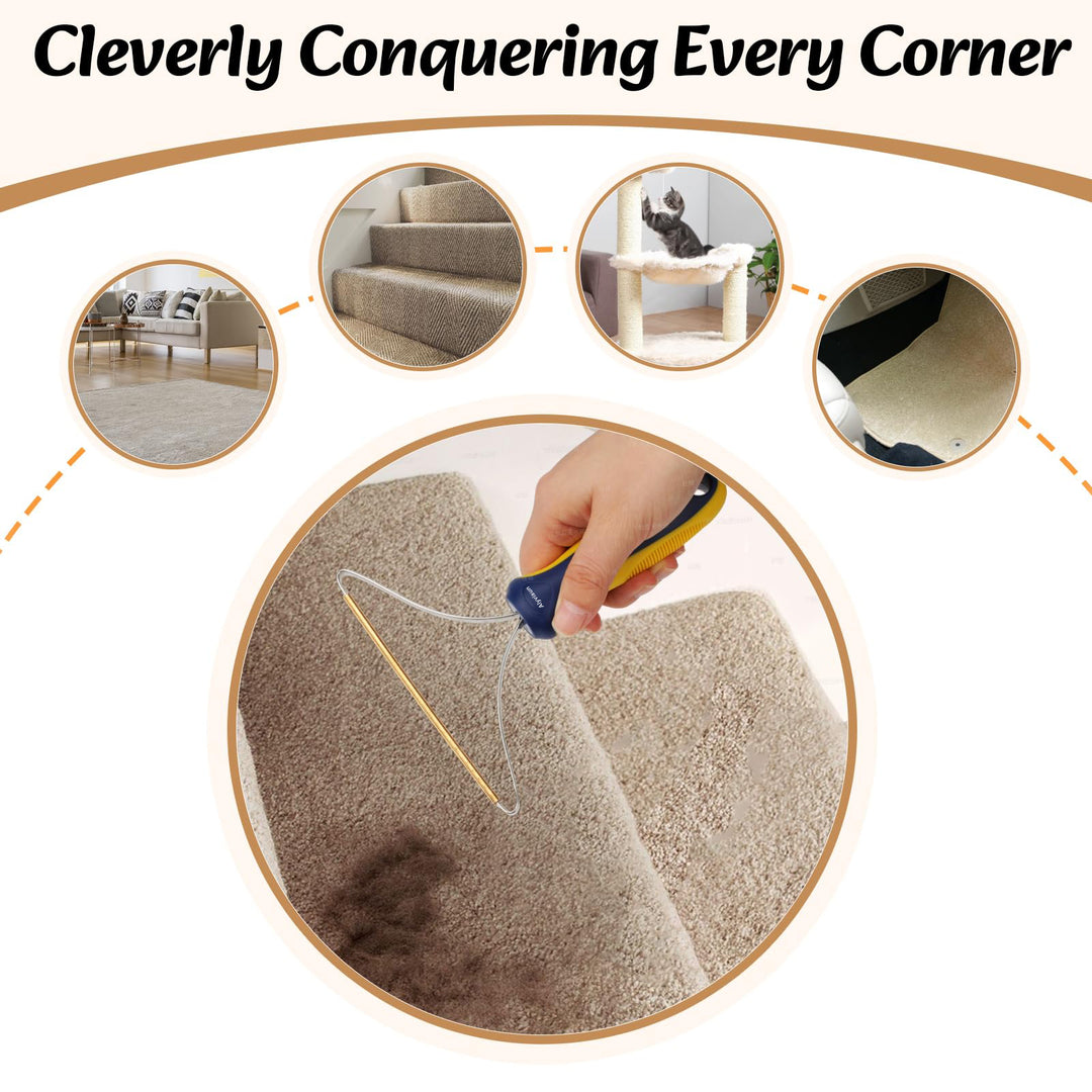 Alyvisun Lint Shaver, [Rubber Handle & Gentle Tooth] Carpet Lint Remover Scraper Tool, Portable Fuzz Shaver for Pet Hair Remover, Handheld Small Carpet Rake Brush