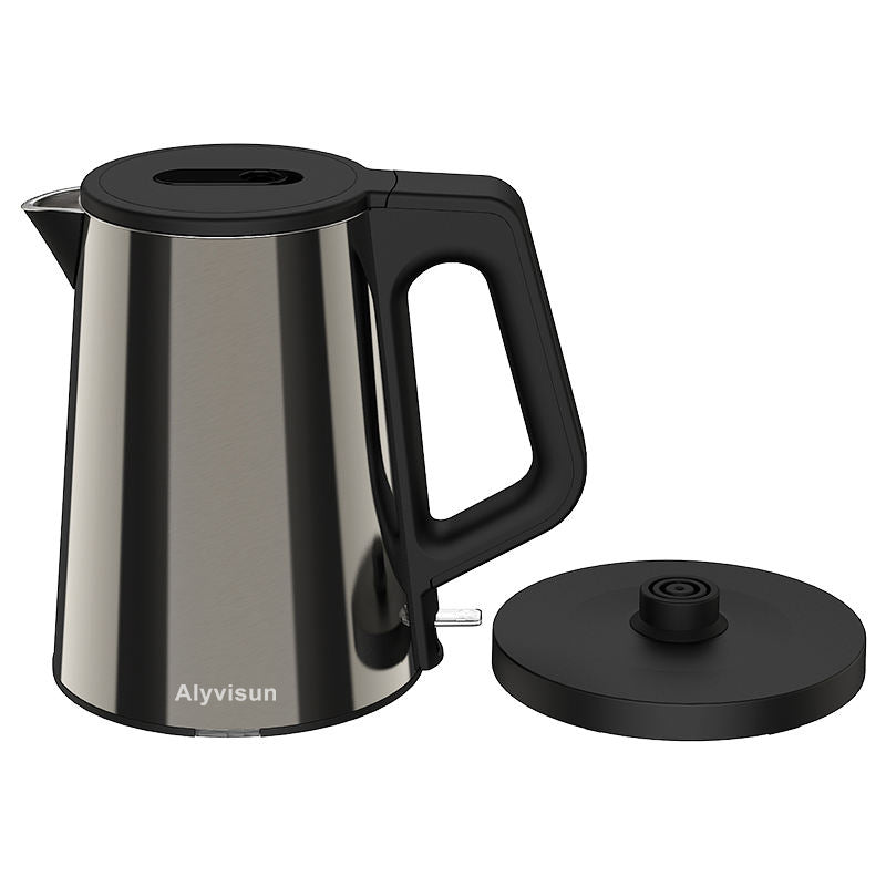 1L Stainless Steel Electric Kettle with Double Wall, Cordless Hot Water Boiler, Simple Design Tea Kettle