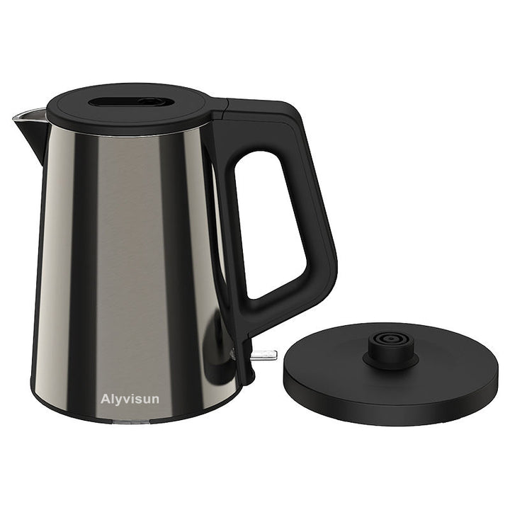 1L Stainless Steel Electric Kettle with Double Wall, Cordless Hot Water Boiler, Simple Design Tea Kettle