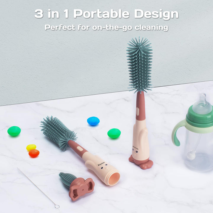 Alyvisun Bottle Brush 3-in-1 Set, Silicon, red, One Size