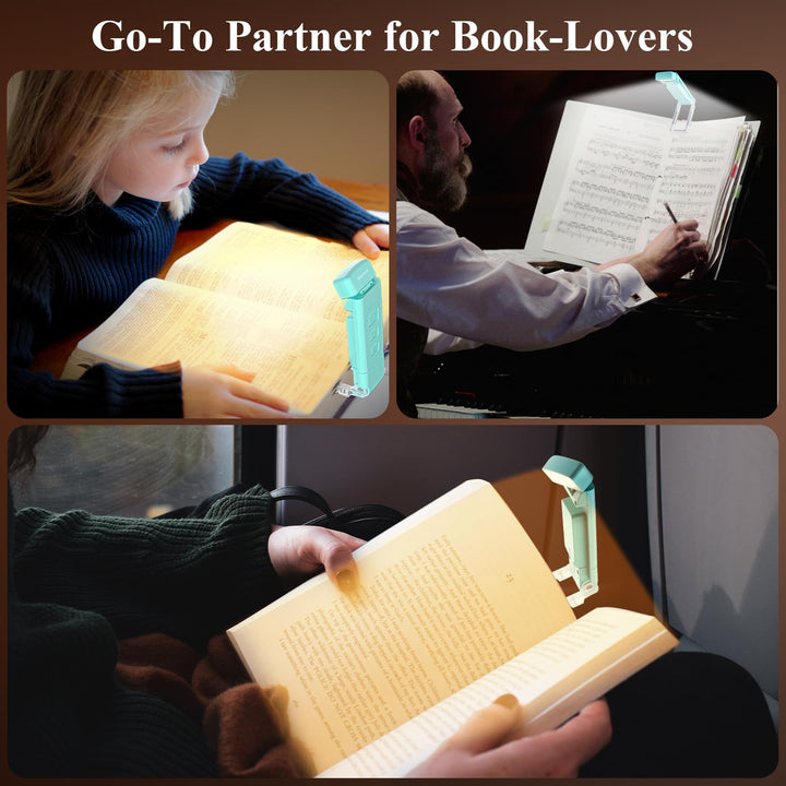 Alyvisun Reading Light, 3 Color Modes & 5 Dimmable Brightness Book Light, [Timer Feature & USB Rechargeable] Reading Lamp, Clip on Lamp for Books in Bed, 80-hr Battery Life(Blue)