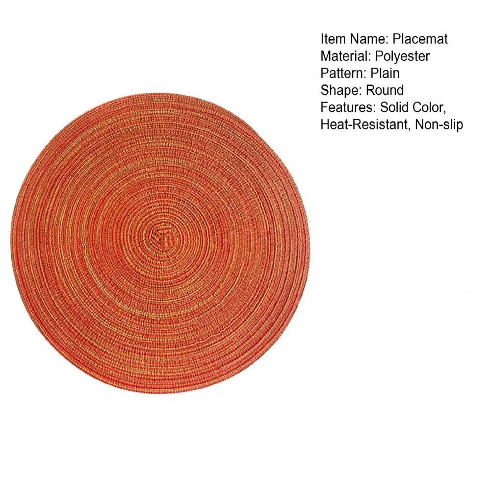 Braided Round Placemats Set of 6, Woven Washable Non-Slip Table Mats for Kitchen Dining, 15 Inch, Heat Resistant - Natural Fabric Indoor Outdoor Place Mats