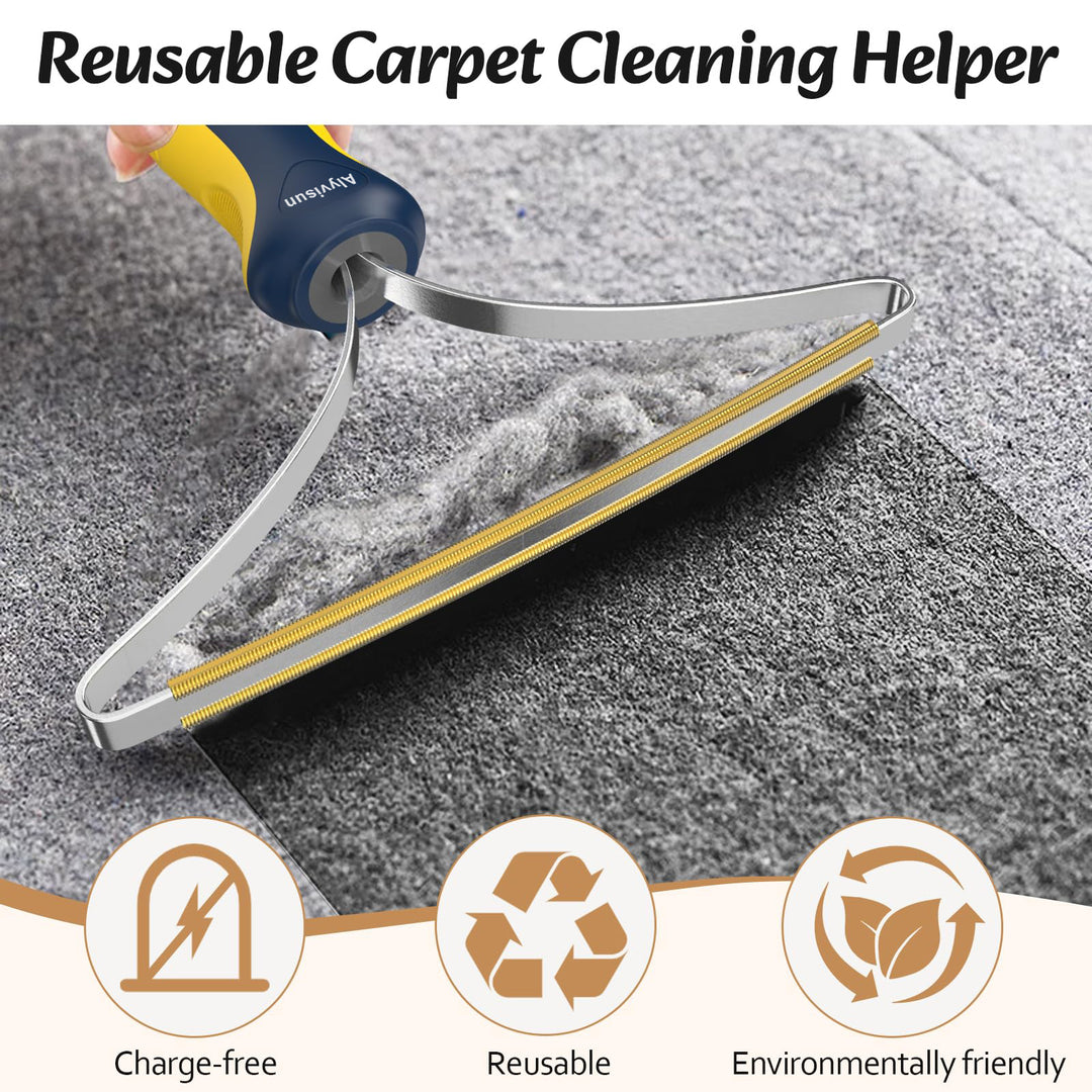 Alyvisun Lint Shaver, [Rubber Handle & Gentle Tooth] Carpet Lint Remover Scraper Tool, Portable Fuzz Shaver for Pet Hair Remover, Handheld Small Carpet Rake Brush