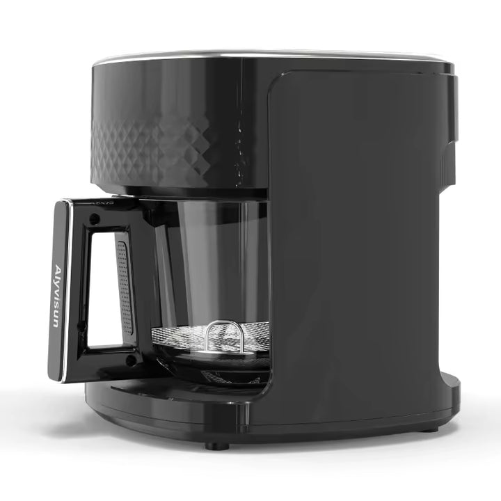 1200W Air Fryer Oven and Frying Pan Combo One-Touch Screen Small Air Fryer with 8 Precise Presets Visual Glass Air Fryer Cooker