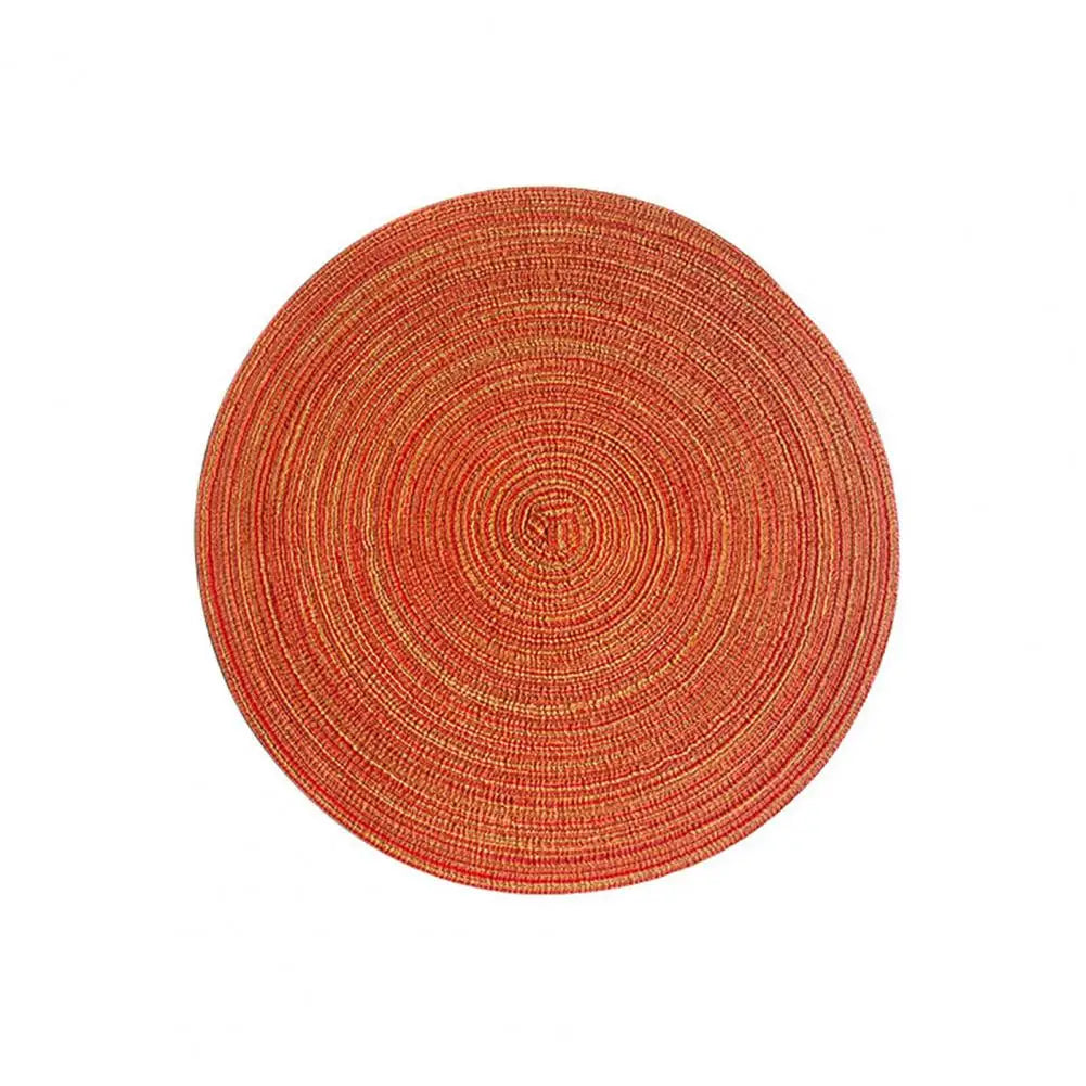 Braided Round Placemats Set of 6, Woven Washable Non-Slip Table Mats for Kitchen Dining, 15 Inch, Heat Resistant - Natural Fabric Indoor Outdoor Place Mats