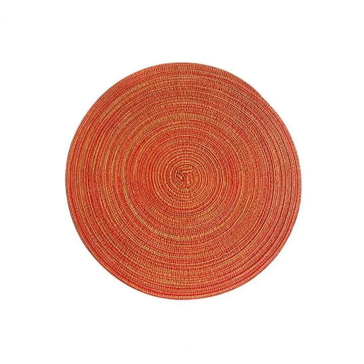 Braided Round Placemats Set of 6, Woven Washable Non-Slip Table Mats for Kitchen Dining, 15 Inch, Heat Resistant - Natural Fabric Indoor Outdoor Place Mats
