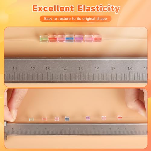 Alyvisun 6 Pcs Clear Bracelet String, (0.5mm, 0.8mm & 1mm) Elastic String For Bracelets, For DIY Bracelets, Necklace, Beading, Jewelry Making（Transparent）