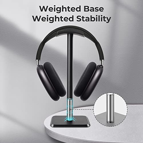 Alyvisun Headphones Stand [Weighted Base & Taller Height] Headset Holder Stand, Universal Headset Desk Hook for All Gaming Headset/Desktop Earphones