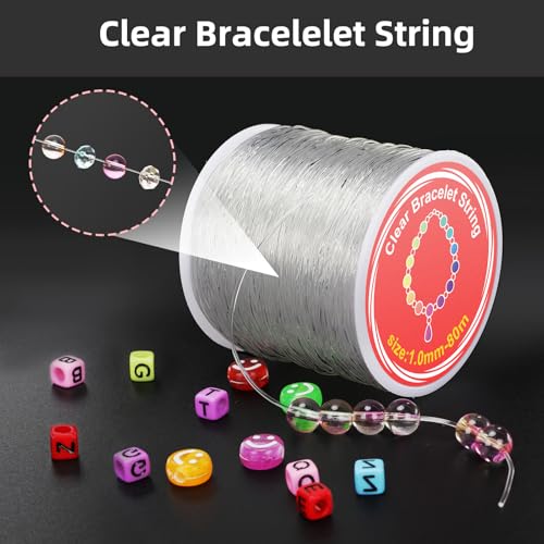 Alyvisun Clear 1mm×80m Elastic String - Durable Bracelet Elastic String for DIY Jewelry Making, Crafts, Decorations