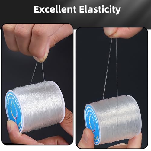 Alyvisun Clear Elastic String for Bracelet Making, 2 Rolls 0.8mm, 120m/Spool - Suitable for DIY Jewelry Making, Necklaces, Bracelets, Crafts