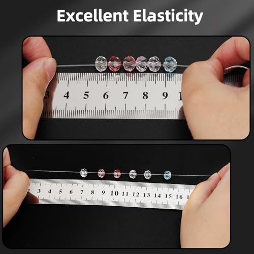 Alyvisun 2 Rolls 0.5mm Clear Bracelet String, String for Making, Suitable for DIY Jewellery Making, Necklace, Bracelet, Craft (140m/Spool)