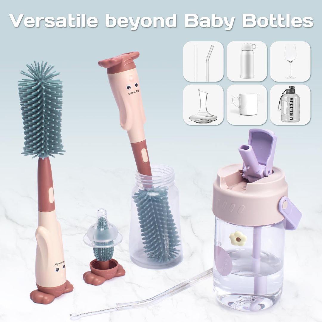 Alyvisun Bottle Brush 3-in-1 Set, Silicon, red, One Size