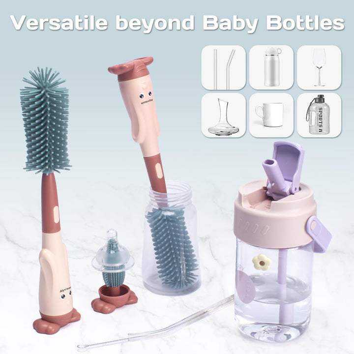 Alyvisun Bottle Brush 3-in-1 Set, Silicon, red, One Size