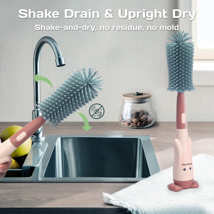 Alyvisun Bottle Brush 3-in-1 Set, Silicon, red, One Size