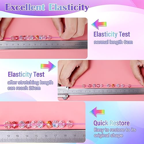 Alyvisun 1mm x 100m Rainbow Elastic String for Bracelets, Durable Bracelet String,Suitable for DIY Jewelry Making, Bracelets, Necklaces, Crafts, Decorations (Corloful)