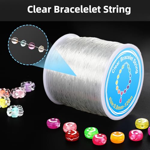Alyvisun Clear Elastic String for Bracelet Making, 2 Rolls 0.8mm, 120m/Spool - Suitable for DIY Jewelry Making, Necklaces, Bracelets, Crafts