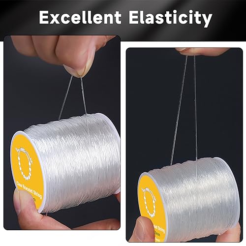 Alyvisun Clear Bracelet String, 2 Rolls 0.5mm, 0.8mm Elastic String for Bracelets, Suitable for DIY Jewellery Making, Necklace,Bracelet, Craft (100m/Spool)