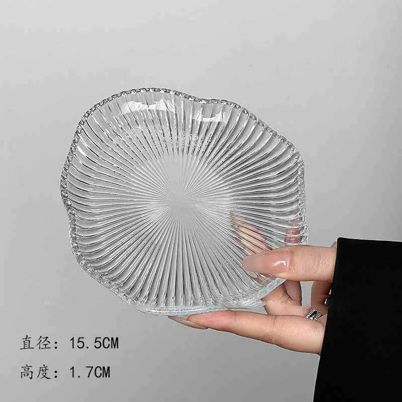 Creative Glass Condiment Dish Irregular Dip Saucer Household Simple Fruit Dessert Plate Afternoon Tea Pastry Disc