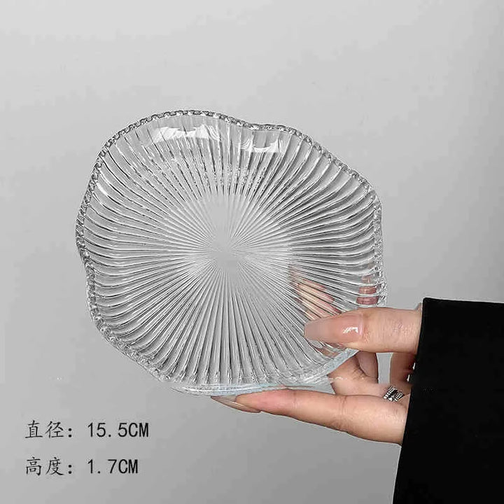 Creative Glass Condiment Dish Irregular Dip Saucer Household Simple Fruit Dessert Plate Afternoon Tea Pastry Disc