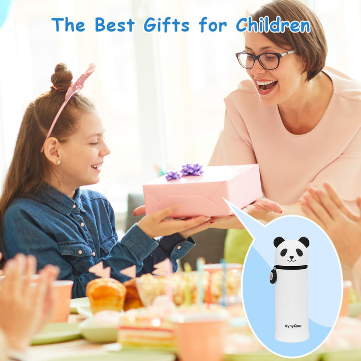 VynyQoo Pencil Case Kawaii Silicone, Pencilcase Expandable 2 in 1, Cute Pen Case, Zippered Pen Pouch for Kids, Desk Table Pen Holder Multifunctional, Panda