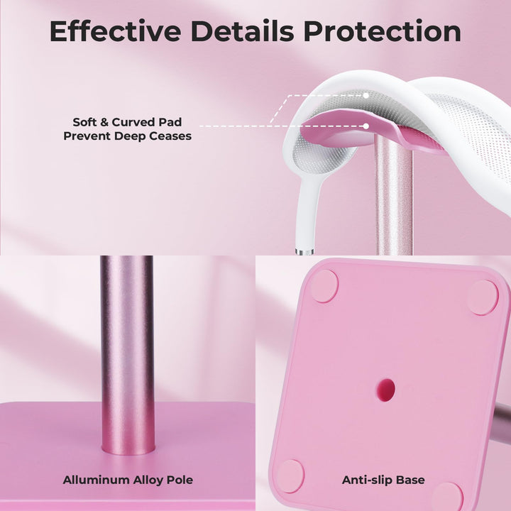 Alyvisun Headphones Stand [Weighted Base & Taller Height] Headset Holder Stand, Universal Headset Desk Hook for All Gaming Headset/Desktop Earphones, Pink