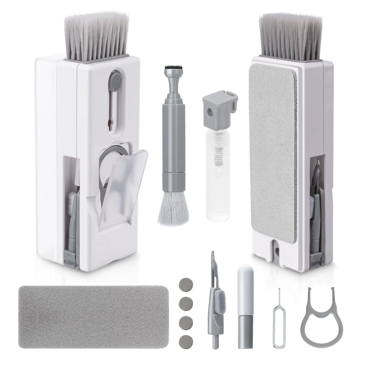Alyvisun 11 in 1 Laptop Cleaning Kit, Multifunctional Keyboard Cleaner Brush with Keycap Puller for Tablet, Phones, Earphones, PC, Grey