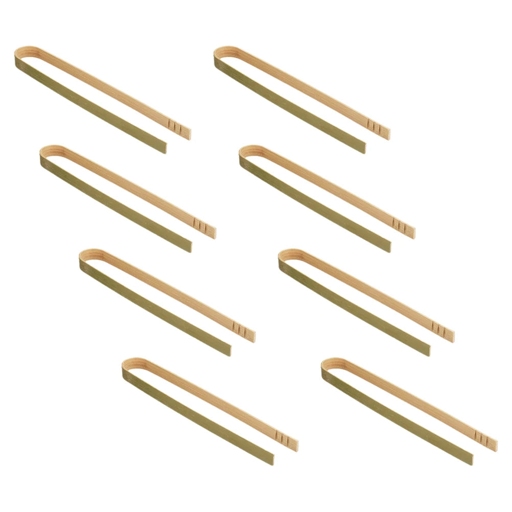 10pcs Mini Bamboo Clamps 10cm Heat Insulating Anti Scalding Safe Food Grade Camping Bbq Outdoor Toast Supplies Kitchen