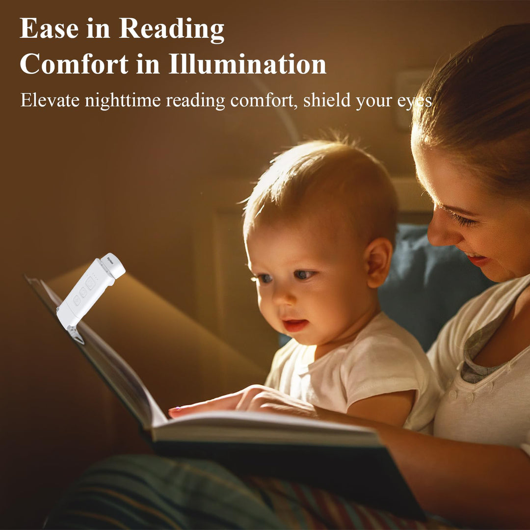 Alyvisun Reading Light, 3 Color Modes & 5 Dimmable Brightness Book Light, [Timer Feature & USB Rechargeable] Reading Lamp, Clip on Lamp for Books in Bed, 80-hr Battery Life(White)