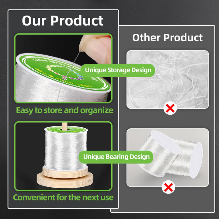 Alyvisun 2 Rolls 0.5mm Clear Bracelet String, String for Making, Suitable for DIY Jewellery Making, Necklace, Bracelet, Craft (140m/Spool)