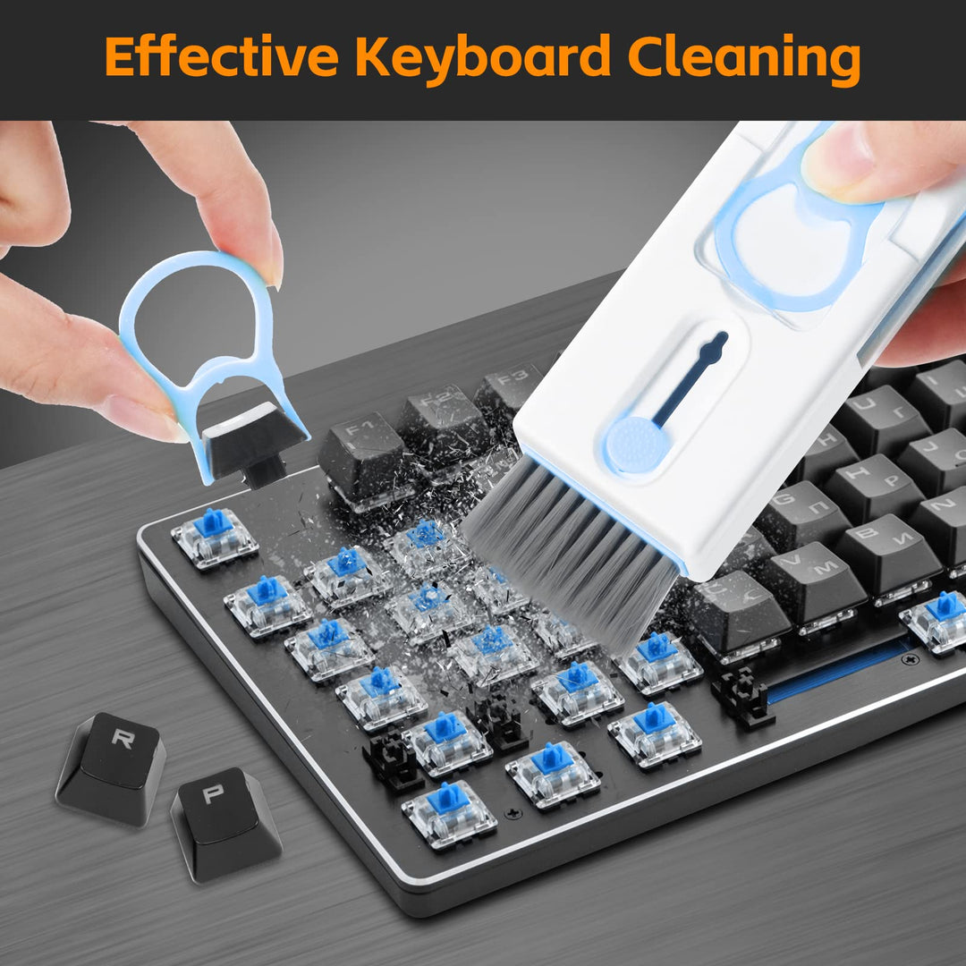 Alyvisun 11 in 1 Laptop Cleaning Kit, Multifunctional Keyboard Cleaner Brush with Keycap Puller, for Tablet, Earphones, Computer, Blue