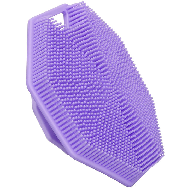 Alyvisun Silicone Body Scrubber with Hook and Suction, Handheld Shower Bath Brush for Gently Exfoliating & Massaging, Cleansing Brush for All Skin Types (Purple)