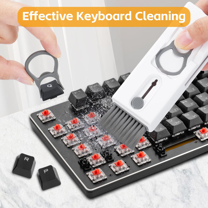 Alyvisun 11 in 1 Laptop Cleaning Kit, Multifunctional Keyboard Cleaner Brush with Keycap Puller for Tablet, Phones, Earphones, PC, Grey