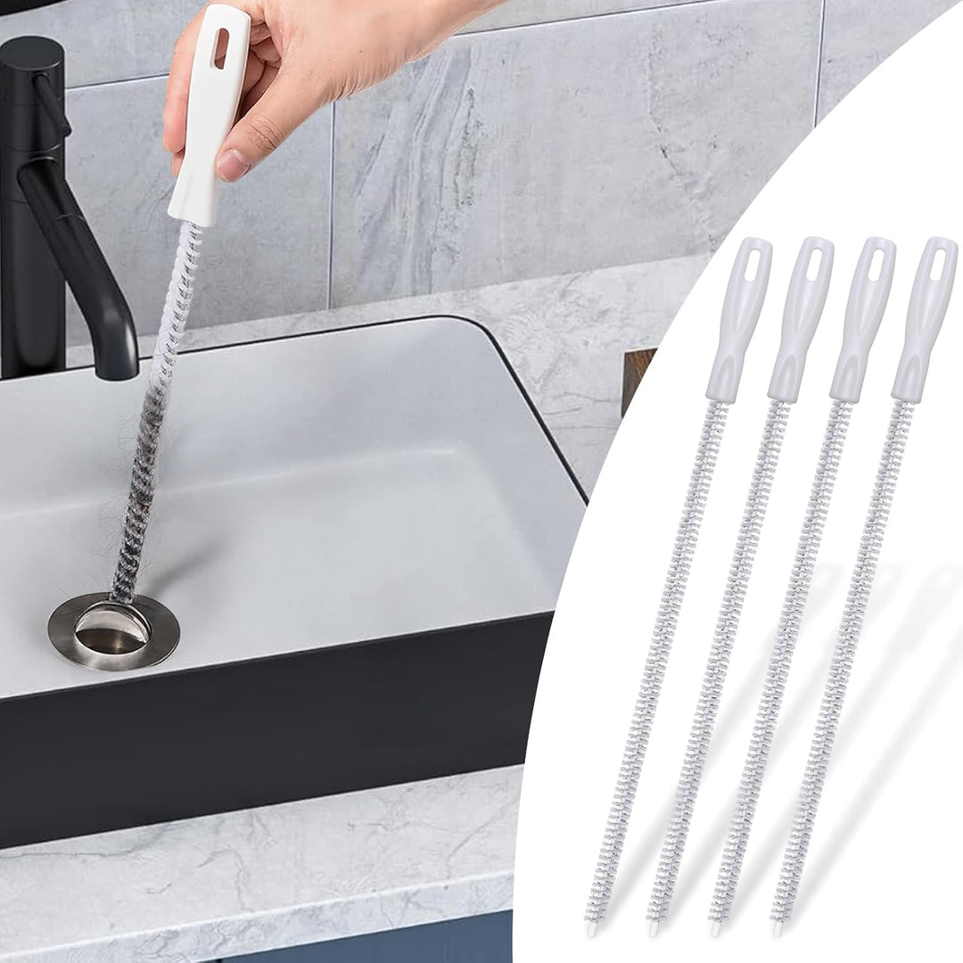 Alyvisun 4Pcs Sink Cleaning Brush, Flexible Unblocker Brushes Drain Dredge Tool Snake for Kitchen Bathroom Drain and Pipe Overflow, 45cm