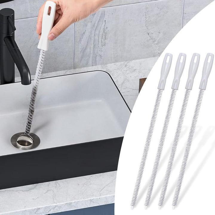 Alyvisun 4Pcs Sink Cleaning Brush, Flexible Unblocker Brushes Drain Dredge Tool Snake for Kitchen Bathroom Drain and Pipe Overflow, 45cm