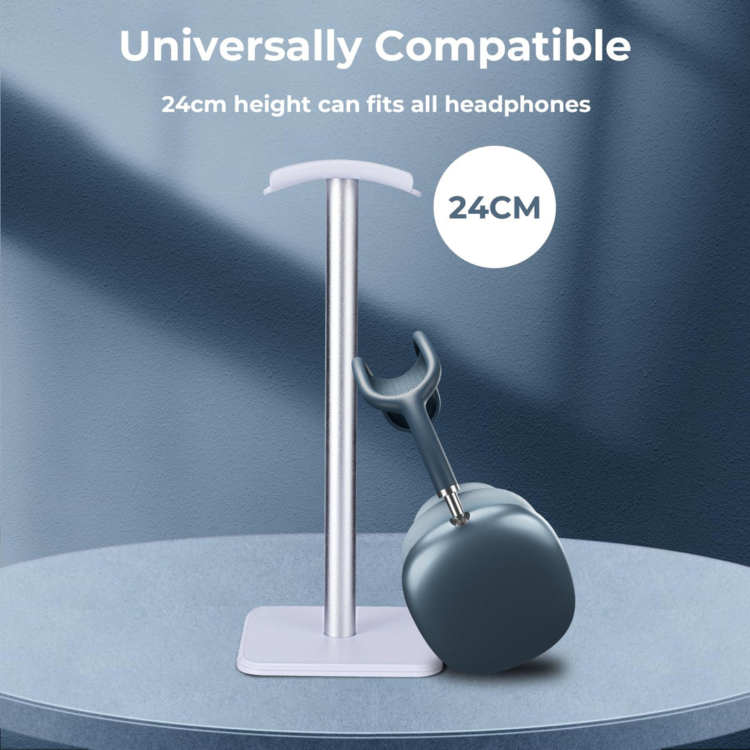 Alyvisun Headphones Stand [Weighted Base & Taller Height] Headset Holder Stand, Universal Headset Desk Hook for All Gaming Headset/Desktop Earphones, Silver