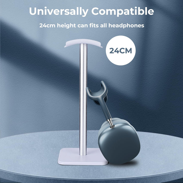 Alyvisun Headphones Stand [Weighted Base & Taller Height] Headset Holder Stand, Universal Headset Desk Hook for All Gaming Headset/Desktop Earphones, Silver