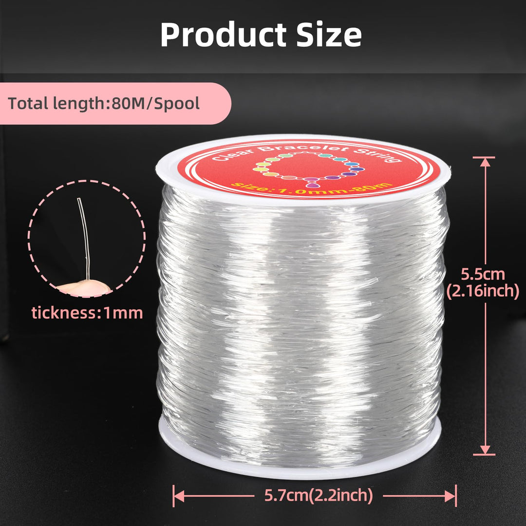 Alyvisun Clear 1mm×80m Elastic String - Durable Bracelet Elastic String for DIY Jewelry Making, Crafts, Decorations