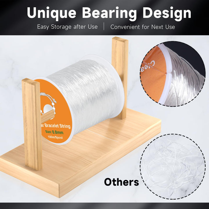 Alyvisun Clear Bracelet String, 2 Rolls 0.5mm, 0.8mm Elastic String for Bracelets, Suitable for DIY Jewellery Making, Necklace,Bracelet, Craft (100m/Spool)