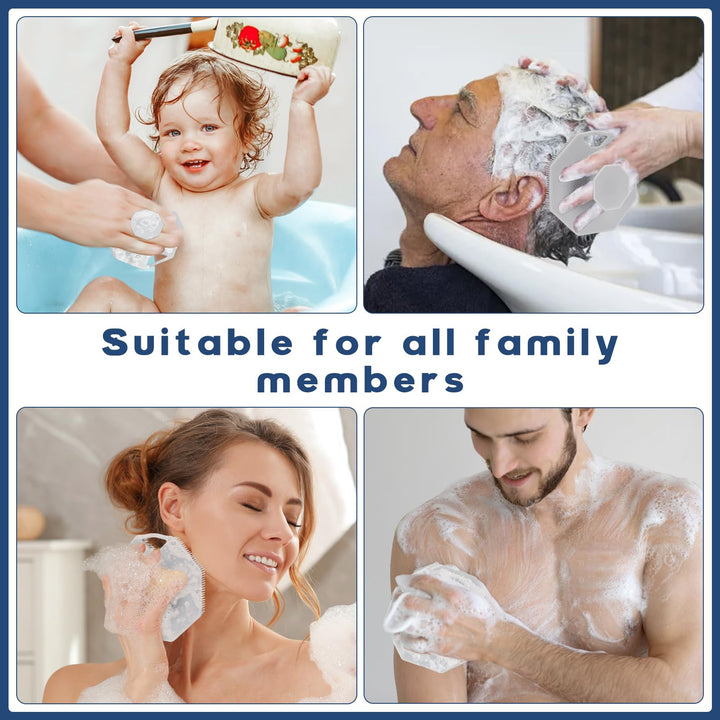 Alyvisun Silicone Body Scrubber with Hook and Suction, Handheld Shower Bath Brush for Gently Exfoliating & Massaging, Cleansing Brush for All Skin Types (Gray)
