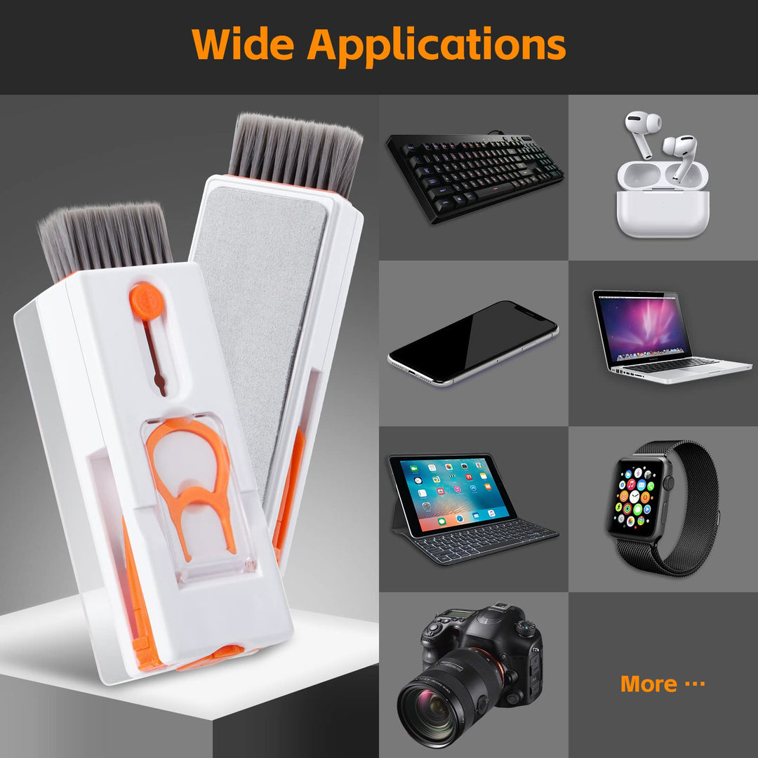 Alyvisun 11 in 1 Laptop Cleaning Kit, Multifunctional Keyboard Cleaner Brush with Keycap Puller for Tablet, Phones, PC, Orange