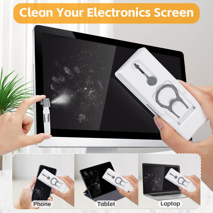 Alyvisun 11 in 1 Laptop Cleaning Kit, Multifunctional Keyboard Cleaner Brush with Keycap Puller for Tablet, Phones, Earphones, PC, Grey