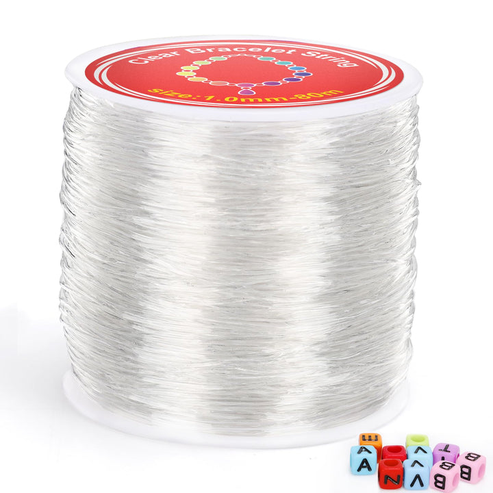 Alyvisun Clear 1mm×80m Elastic String - Durable Bracelet Elastic String for DIY Jewelry Making, Crafts, Decorations