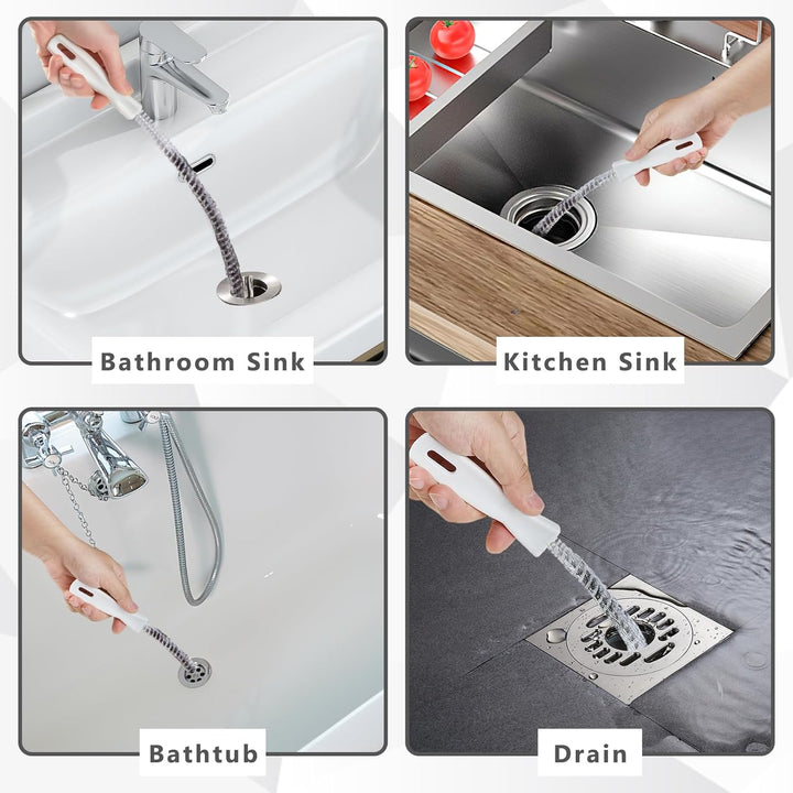 Alyvisun 4Pcs Sink Cleaning Brush, Flexible Unblocker Brushes Drain Dredge Tool Snake for Kitchen Bathroom Drain and Pipe Overflow, 45cm