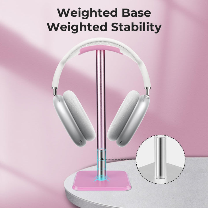 Alyvisun Headphones Stand [Weighted Base & Taller Height] Headset Holder Stand, Universal Headset Desk Hook for All Gaming Headset/Desktop Earphones, Pink