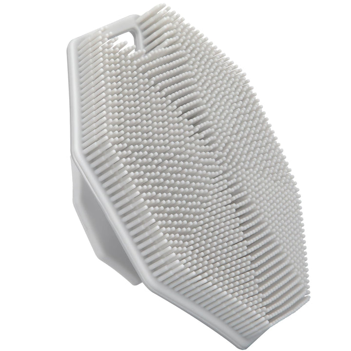 Alyvisun Silicone Body Scrubber with Hook and Suction, Handheld Shower Bath Brush for Gently Exfoliating & Massaging, Cleansing Brush for All Skin Types (Gray)